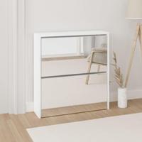Schoenenkast met spiegel 2-laags 63x17x67 cm hoogglans wit - thumbnail