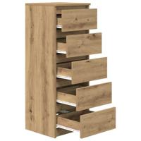 Dressoir met lades 37,5x35x99cm spaanplaat artisanaal eikenhout - thumbnail