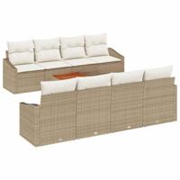 Tuinbankenset met kussen 9 pcs Beige poly rattan - thumbnail