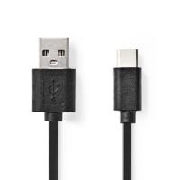 Nedis CCGB60600BK01 Usb-kabel Usb 2.0 Usb-a Male Usb-c™ Male 60 W 480 Mbps Vernikkeld 0.10 M Rond Pvc Zwart Blister - thumbnail