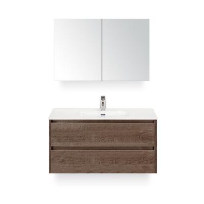 Dante Badmeubelset 100 cm - Tabacco - Keramische Wastafel Wit Cover - met Spiegelkast