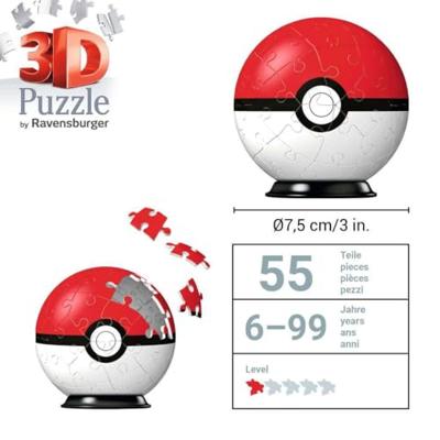 Ravensburger pokémon pokeball 3d puzzel, 54st.