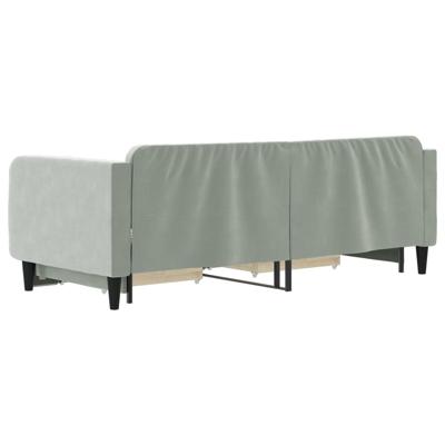Slaapbank onderschuifbed en lades 80x200 cm fluweel lichtgrijs