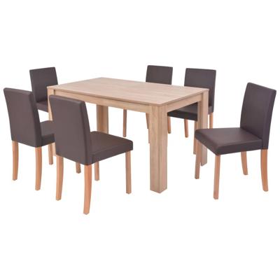 vidaXL Eettafel met stoelen kunstleer en eikenhout bruin 7 st vidaXL Eettafel met stoelen kunstleer en eikenhout bruin 7 st
