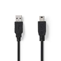 USB 2.0-Kabel | A Male - Mini 5-Pins Male | 1,0 m | Zwart - thumbnail
