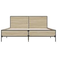 Bedframe bewerkt hout metaal sonoma eikenkleurig 160x200 cm - thumbnail