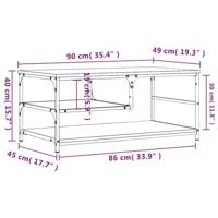 Salontafel 90x49x40 cm bewerkt hout bruineikenkleurig - thumbnail