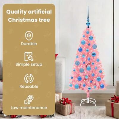 VidaXL Kerstboom met 150 led met standaard roze 120 cm pvc