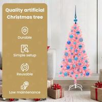 VidaXL Kerstboom met 150 led met standaard roze 120 cm pvc - thumbnail