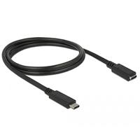 DeLOCK superspeed usb-c 3.1 gen1 male>female verlengkabel (zwart, 1 meter) - thumbnail