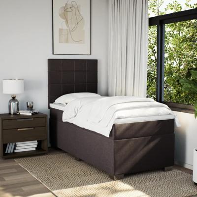 Boxspring met matras stof donkerbruin 140x200 cm - thumbnail