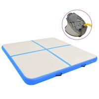 VidaXL Gymnastiekmat met pomp opblaasbaar 200x200x10 cm pvc blauw - thumbnail