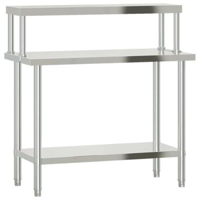VidaXL Keukenwerktafel met bovenschap 110x55x120 cm roestvrij staal VidaXL Keukenwerktafel met bovenschap 110x55x120 cm roestvrij staal