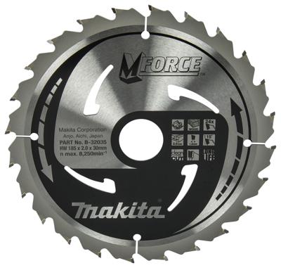 Makita Cirkelzaagblad voor Hout | Mforce | Ø 185mm Asgat 30mm 24T - B-32035
