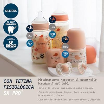 SUAVINEX Birdies Babyfles - SX Pro S Speen - 150 ml - 0 tot 3 maanden - Roze