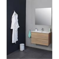 On-Line Badkamermeubelset - 80 cm - Voorgemonteerd - Porseleinen Wastafel - 1 Kraangat - Spiegel - Eiken - thumbnail