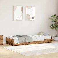 Opbergbedframe met hoofdeinde Oud Hout 80 x 200 cm Bewerkt hout - thumbnail
