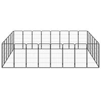 Hondenkennel 28 panelen 50x100 cm gepoedercoat staal zwart - thumbnail