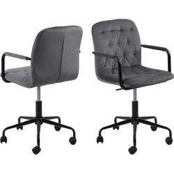Bendt Bureaustoel 'Anky' Velvet, kleur Grijs Bendt Bureaustoel 'Anky' Velvet, kleur Grijs