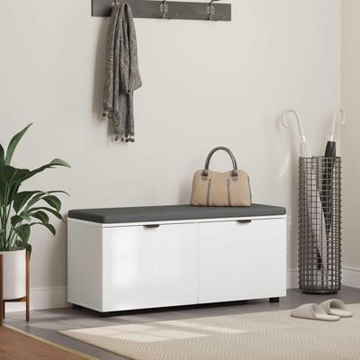 Halbank met kussen met opslag met de deur Wit 100 x 38 x 46 cm