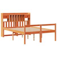 Bed met boekenkast zonder matras grenenhout wasbruin 150x200 cm - thumbnail
