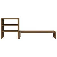 Monitorstandaard 81x20x30 cm massief grenenhout honingbruin - thumbnail