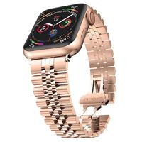 By Qubix - Metalen schakelband - Rosé goud - Compatible met Apple watch 38mm / 40mm / 41mm / 42mm - Compatible Apple watch bandjes - thumbnail
