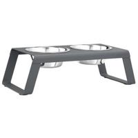 MiaCara Desco hondenvoerbak medium aluminium grijs - thumbnail