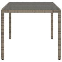 Tuintafel met glazen blad 150x90x75 cm poly rattan grijs - thumbnail
