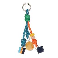 JVDL Bag charm oranje/blauw met gekleurd blokje - thumbnail