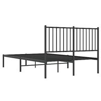 Bedframe met hoofdbord metaal zwart 120x200 cm - thumbnail