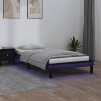 Bedframe LED massief hout zwart 90x200 cm - thumbnail