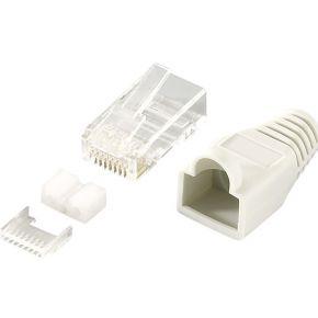 LogiLink MP0021 RJ45-connector, Cat 6, afgeschermd Stekker, recht Aantal polen: 8P8C Grijs 100 stuk(s)
