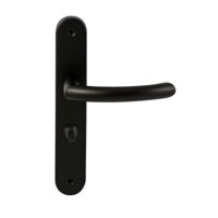 Hardbrass Deurkruk Helsinki op ovaal langschild WC63/8mm - zwart - thumbnail