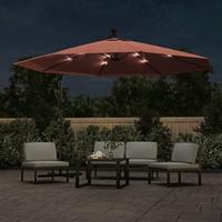 VidaXL Zweefparasol met led-verlichting 350 cm terracottakleurig - thumbnail