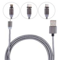 1.05m 8 Pin + Micro USB + USB-C / Type-C to USB Weave Data Sync Charging Cable with LED Indicator For iPhone iPad Galaxy Sony Huawei Xiaomi LG - thumbnail