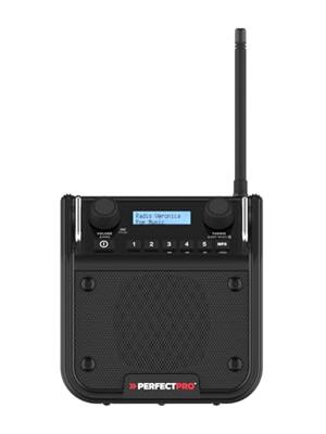 PerfectPro DPR2-18V Bouwradio DAB+, VHF (FM) AUX, Bluetooth, DAB+, FM Spatwaterbestendig, Stofdicht, Stofvast Zwart