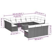 14-delige Loungeset met kussens poly rattan beige - thumbnail