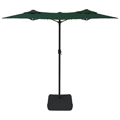 Parasol dubbel met LED's 316x240 cm groen