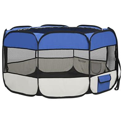 VidaXL Hondenren inklapbaar met draagtas 125x125x61 cm blauw