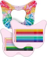 Faber Castell FC-201971 Kleurpotloden Sparkle in Vlinder Bewaarblik 12 Standaard Kleuren + 8 Pastel Kleuren + Stickers - thumbnail