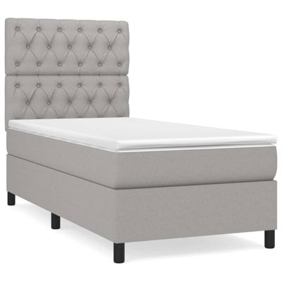 Boxspring met matras stof lichtgrijs 140x190 cm - thumbnail