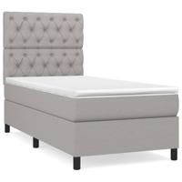 Boxspring met matras stof lichtgrijs 140x190 cm - thumbnail