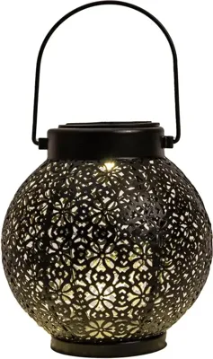 Anna's Collection Solar lantaarn metaal mat zwart 16 x 14,5 cm