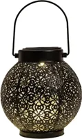 Anna's Collection Solar lantaarn metaal mat zwart 16 x 14,5 cm - thumbnail