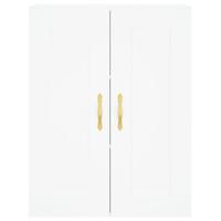 Hoge kast 69,5x34x180 cm bewerkt hout wit - thumbnail