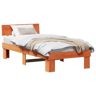 Bedframe met hoofdeinde Wasbruin 80 x 200 cm Massief grenenhout