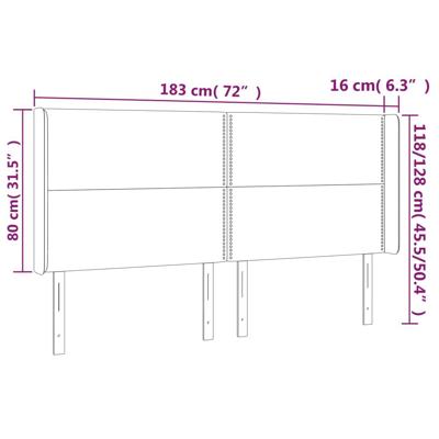 Hoofdbord met randen 183x16x118/128 cm kunstleer wit - thumbnail