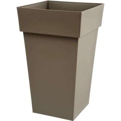 EDA Toscaanse vierkante bloempot - 39 x 39 x H 65 cm - 62 L - Taupe