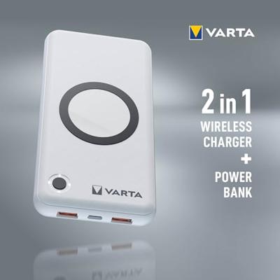 Varta 57908 101 111 powerbank Lithium-Polymeer (LiPo) 15000 mAh Draadloos opladen Wit